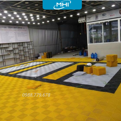 [COMBO 11] Thảm nhựa lót sàn gara ô tô MHI - Cao 2.5 cm / trung tâm chăm sóc xe ô tô, khu vực rửa xe ô tô
