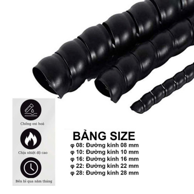 Lò xo nhựa Bọc dây rửa xe, bọc dây tuy ô thủy lực, dây cáp điện, bảo vệ dây chống mài mòn