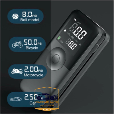 Bơm Lốp Ô Tô - Xe Máy Mini Không Dây CARSUN C3106, Pin Sạc 4000mAh, Áp Suất 150PSI, Có Đèn LED Chiếu Sáng, Đèn Cảnh Báo, Kiêm Sạc Dự Phòng Cao Cấp