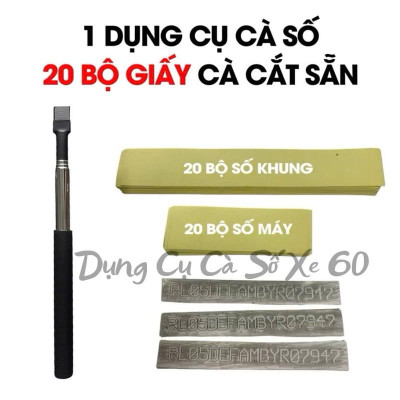 20 Bộ Giấy Cà Số Khung Số Máy Ô Tô Xe Máy | Cắt Sẵn Tiện Dùng | Cắt Sẵn Thành Bộ, Dễ Dùng Cho Thợ – 20 Bộ/Gói