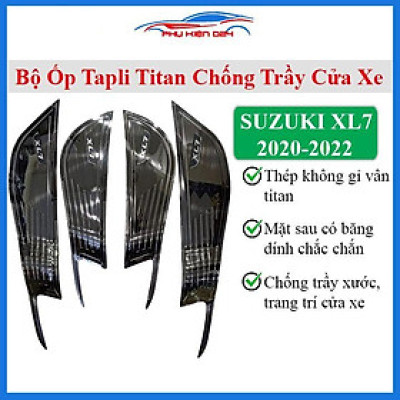 Ốp tapli Suzuki XL7 2020-2021-2022 vân titan chống xước va đập khi mở cửa và làm đẹp xe