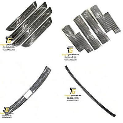 BỘ SẢN PHẨM Nẹp bước chân và ốp chống trầy cốp Hyundai Santafe 2021  - Mẫu Titan