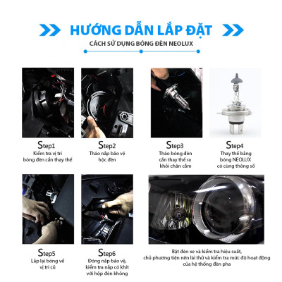 Combo 2 Bóng Đèn Halogen Blue Light OSRAM NEOLUX Dùng Cho Xe Ô Tô Xe Máy Chân H1 H4 H7 H11 - Nhập Khẩu Chính Hãng