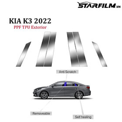 Kia K3 2022 (Cerato) Miếng dán PPF TPU ốp trụ bóng ngoài xe