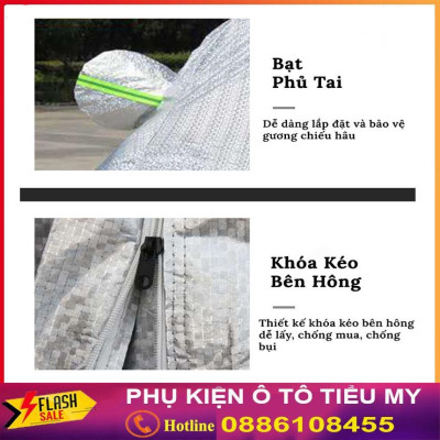 Bạt Trùm Che Phủ ô tô 3 lớp tráng Nhôm Chống Xước, Chống Nắng, Chống Mưa - Hàng loại dầy cao cấp