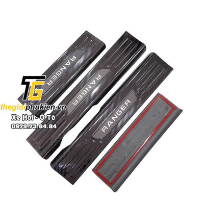 Bộ Ốp bậc cửa, Nẹp bước chân dành cho Ford Ranger vân Carbon