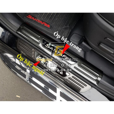 Bộ Ốp bậc cửa, Nẹp bước chân Hyundai Santafe 2021 vân Carbon