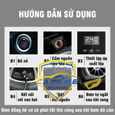 Bơm Lốp Ô Tô Điện Tử Tự Ngắt TANGDi Mã 1011 - 12V, 60W, Có Đèn Pin LED, Bảo Hành 12 Tháng - Hàng Chính Hãng