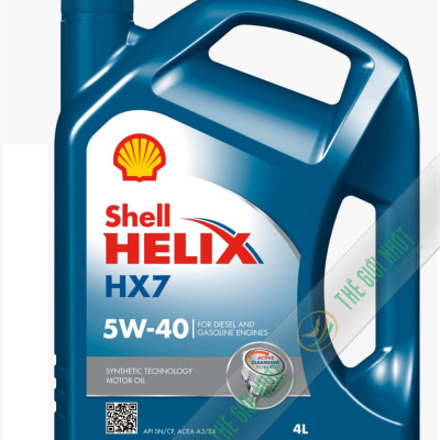 Nhớt ô tô, nhớt xe hơi máy xăng cao cấp SHELL HELIX HX7 5W-40 4L, chuyên dùng cho xe ô tô máy xăng, nhẹ máy, ít hao xăng