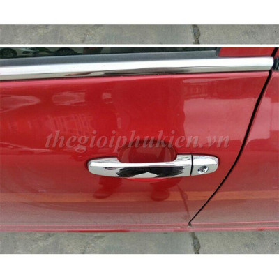 Bộ ốp tay nắm cửa xe Toyota Vios 2014-2018 mạ Crom - Tặng miếng dán trong suốt chống xước hõm cửa