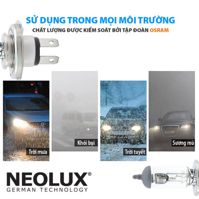 Combo 2 Bóng Đèn Halogen Phá Sương Mù OSRAM NEOLUX Dùng Cho Xe Ô Tô Xe Máy Chân H1 H4 H7 - Nhập Khẩu Chính Hãng
