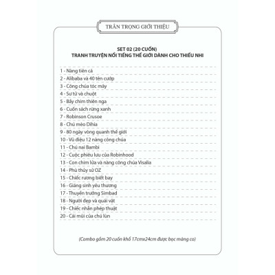 Sách - Truyện Set 20 Quyển Truyện Cổ Tích Ngẫu Nhiên Hay Cho Bé, Mẫu Truyện Cho Bé Trước Giờ Đi Ngủ