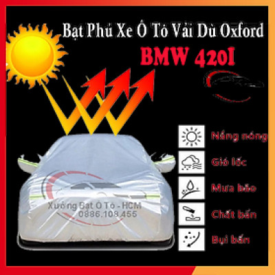 BMW 420I] Bạt Phủ Ô Tô Vải Dù Oxford, Tráng Nhôm Cao Cấp, Áo Trùm Bảo Vệ Xe BMW 420I, Bạc Phủ Trùm Chống Nóng Chống Mưa, Chống Xước Xe, Bạt Của Xưởng Được May Theo Kích Cỡ Xe, Cam Kết Vừa Xe, Bền Và Đẹp Tới 2 Năm