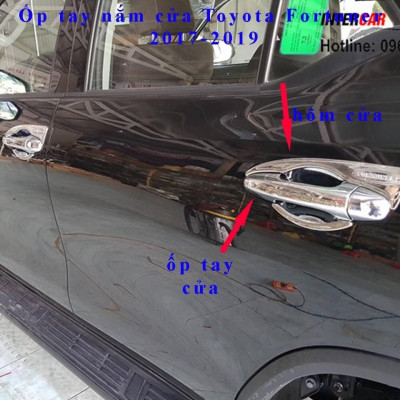  Ốp tay hõm cửa mạ crom loại dày-ốp trang trí tay nắm. hõm cửa xe ô tô dành cho TOYOTA FORTUNER 2017-2021