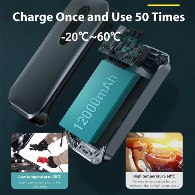 Bộ kích bình dùng cho xe hơi Baseus Super Energy Pro Car Jump Starter (5V/3A, 3in1, 12000mAh Power Bank, 1000A) -Hàng Chính Hãng