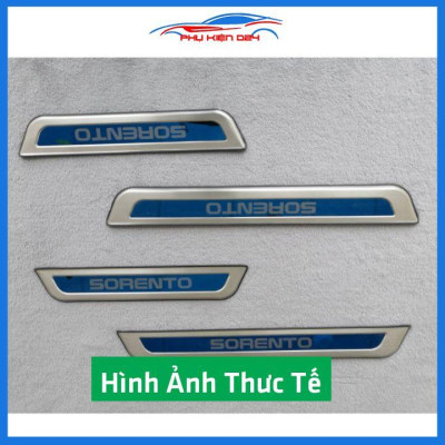 Bộ ốp bậc cửa trong ngoài nẹp bước chân Sorento 2020-2021-2022 Inox chống trầy trang trí xe