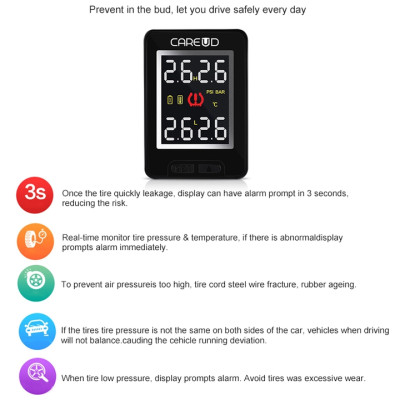 Cảm biến áp suất lốp van trong, gắn nút chờ các loại xe ô tô, thương hiệu cao cấp Careud - HÀNG NHẬP KHẨU