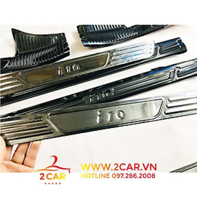 Ốp bậc cửa, Nẹp Bước Chân Trong, ngoài Xe Hyundai i10 2014 - 2020 chất liệu Titan cao cấp
