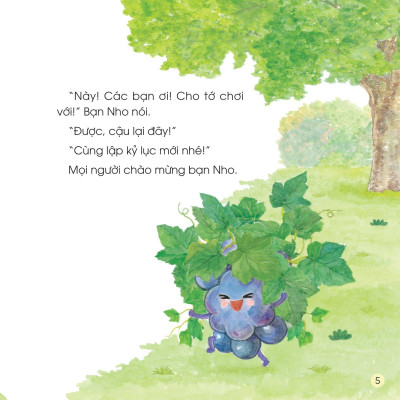 Sách Ehon - Sức Mạnh Của Những Người Bạn Trái Cây - Có Bạn Nho, Không Lo Bão Cát