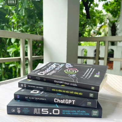 Combo  Sách - 4 cuốn: Chat GPT + Chat GPT thực chiến + AI 5.0 + AI Công cụ nâng cao hiệu suất công việc