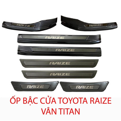 Ốp bậc cửa , nẹp bước chân Toyota Raize 2021-2022 cao cấp -mẫu Titan 8 chi tiết
