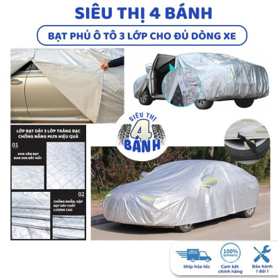 Bạt phủ ô tô 4 5 7 chỗ chống nóng nắng mưa 3 lớp cao cấp i10 cx5 mazda 2 3 xpander kia morning inova accent vios fadil