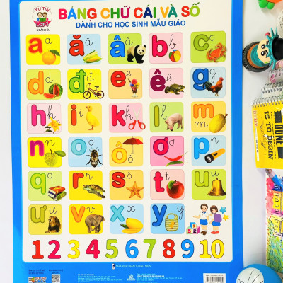 Sách - Combo 5 tờ Tranh Bảng Chữ Cái Và Số (có nẹp) - ndbooks