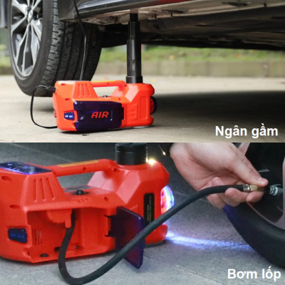 HÀNG CHÍNH HÃNG - Bộ nâng kích gầm điện, kiêm máy bơm lốp tự ngắt 2 trong 1. Thương hiệu Đức ROGTZ cao cấp TY-EHJ03