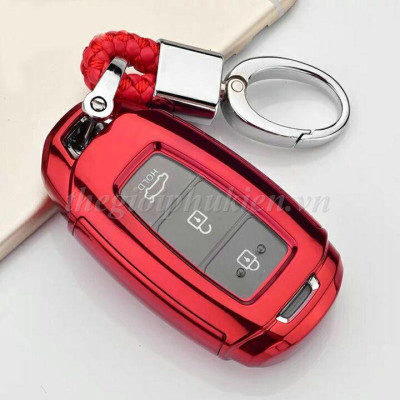 Ốp silicon màu bảo vệ chìa khóa cho xe Hyundai Accent, Hyundai Kona, Hyundai Santafe 2019…kèm móc đeo INOX