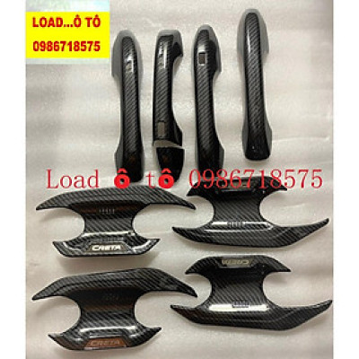 Ốp Tay Hõm Cửa Carbon Xe Huyndai Creta 2022-2023 Mẫu Vân Carbon Cao Cấp, Có Sẵn Keo Dán 3M