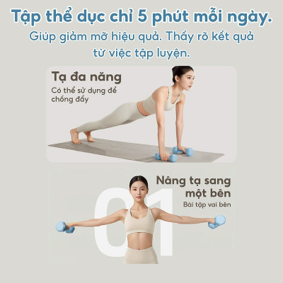 Tạ Tập Tay Nhựa 314 - 1KG Chuyên Tập Gym Yoga Pilates Thể Dục Tại Nhà