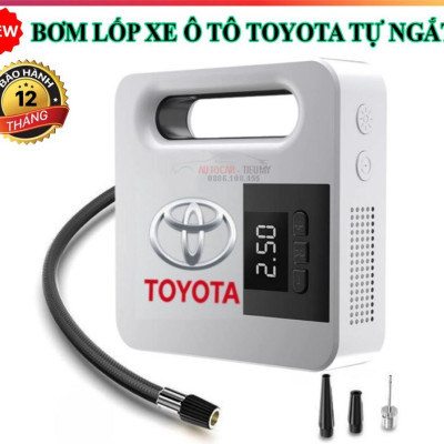 (TOYOTA) Bơm Lốp Điện Tử TOYOTA Tự Ngắt Cao Cấp, Dây Dài Đến 4 Bánh Xe, Lõi Đồng Mạnh Mẽ Bền Bỉ