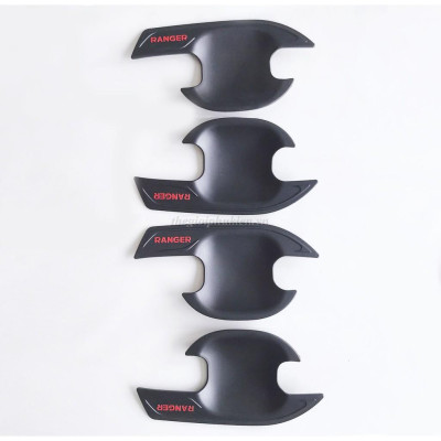 Bộ ốp tay nắm, hõm cửa xe Ford Ranger - nhựa ABS đen