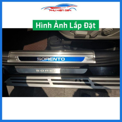 Bộ ốp bậc cửa trong ngoài nẹp bước chân Sorento 2020-2021-2022 Inox chống trầy trang trí xe