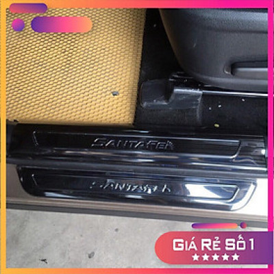 Ốp bậc cửa, Nẹp bước chân trong, ngoài xe dành cho HUYNDAI SANTAFE 2019 - 2020, chất liệu titan