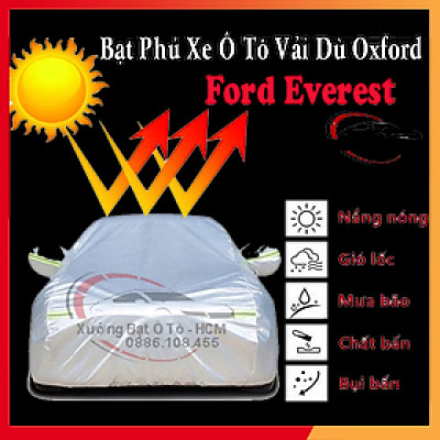 [FORD EVEREST] Bạt Phủ Ô Tô Vải Dù Oxford, Tráng Nhôm Cao Cấp, Áo Trùm Bảo Vệ Xe FORD EVEREST, Bạc Phủ Trùm Chống Nóng Chống Mưa, Chống Xước Xe, Bạt Của Xưởng Được May Theo Kích Cỡ Xe, Cam Kết Vừa Xe, Bền Và Đẹp Tới 2 Năm