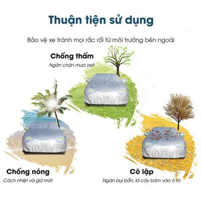 Bạt phủ xe ô tô 7 chỗ Kia Sorento, Bạt trùm xe sorento cao cấp chất liệu vải PEVA chống nắng mưa không thấm nước