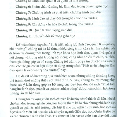 Phát Triển Năng Lực Lãnh Đạo, Quản Lí & Quản Trị Nhà Trường (Sách Chuyên Khảo) 