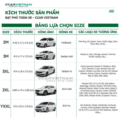 [Vải Dù Oxford] Bạt Phủ Xe Ô Tô 4, 5 Chỗ, 7 Chỗ Cách Nhiệt Che Nắng Mưa - Bạt Trùm Xe Hơi CCAR Cao Cấp - Ccar Vietnam