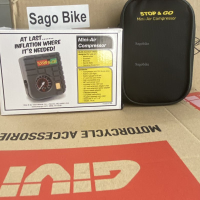 Máy bơm lốp Mini-Air Stop&go, bộ bơm lớp xe ô tô, xe máy, xe mô tô, xe điện, xe đạp....