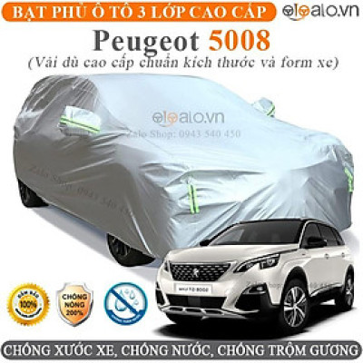 Bạt trùm che phủ xe ô tô Peugeot 5008 3 Lớp Cao Cấp Chống Nắng Nóng Chống Nước Chống Cháy Chống Bụi