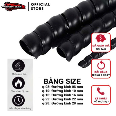 Lò xo nhựa PE Bọc bảo vệ dây rửa xe cao áp, bọc dây cáp xoắn ruột gà, bọc dây điện phi 8/10/16/22 mm