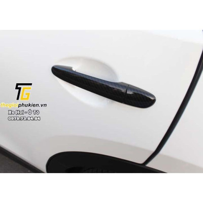 Bộ ốp tay nắm cửa xe Mazda CX3, CX-3 vân Carbon - Tặng miếng dán trong suốt chống xước hõm cửa