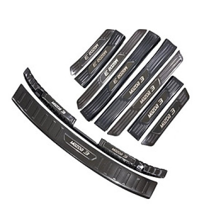 COMBO Nẹp bước chân và ốp chống trầy cốp Mazda 3 2020 vân Carbon