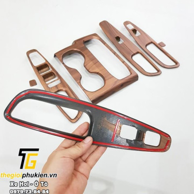 Ốp nội thất vân gỗ cho Hyundai Santafe 2019 Cao cấp - gỗ đỏ