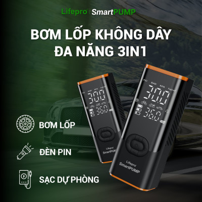 Bơm lốp ô tô không dây đa năng Lifepro SmartPUMP Hàng chính hãng