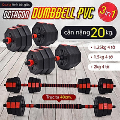 BỘ ĐÔI TẠ NẶNG 20KG Model Q308 TẠ MIẾNG NHỰA ĐEN CAO CẤP ĐA NĂNG