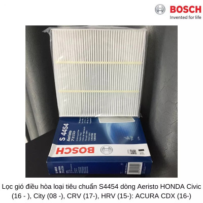 Lọc Điều Hòa Loại Tiêu Chuẩn BOSCH Ariesto S4454 Cho Xe Honda Civic City, CRV, HRV, Acura CDX..