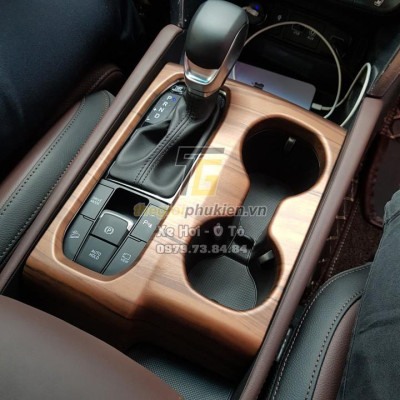 Ốp nội thất vân gỗ cho Hyundai Santafe 2019 Cao cấp - gỗ đỏ