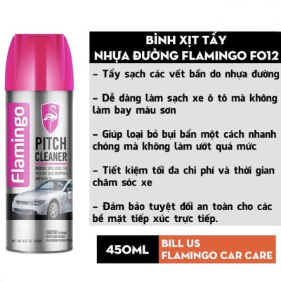 Bình Xịt Tẩy Nhựa Đường, Băng Keo dùng cho ô tô xe hơi Flamingo F012 450ml